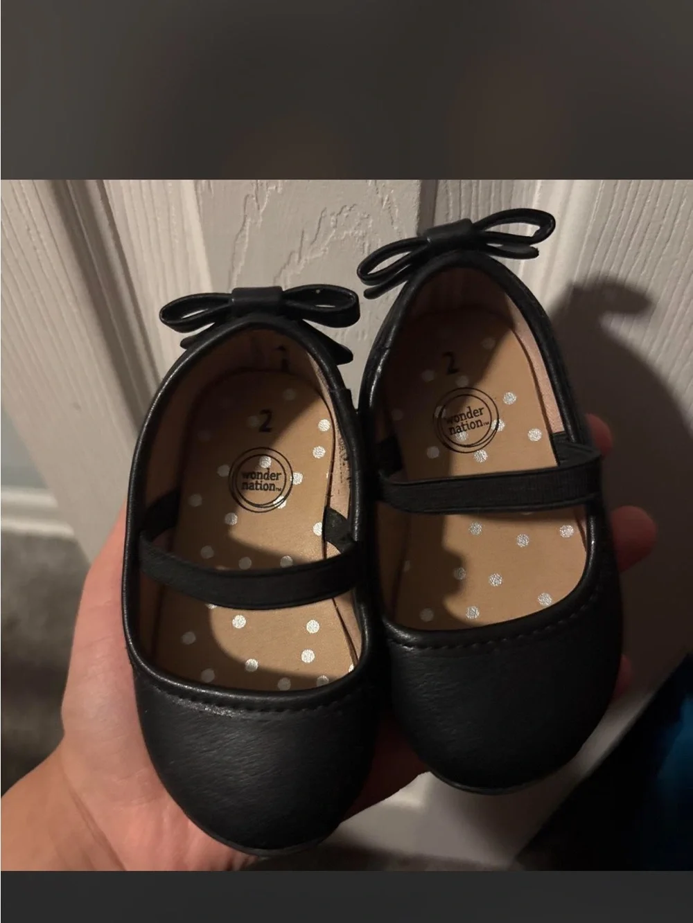 Wonder Nation Little Girls Black Mary Jane Bow Flats